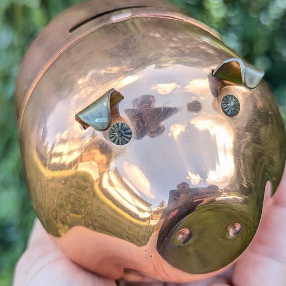 Vintage Copper PIGGY BANK with curled tail by Coppercraft Guild Taunton Mass., - Picture 4 of 10